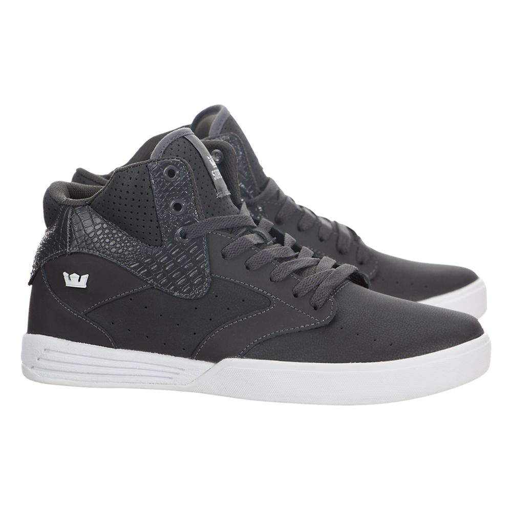 Chaussures de Skate Supra Khan Grise Charcoal/White Homme | QTV-24734951